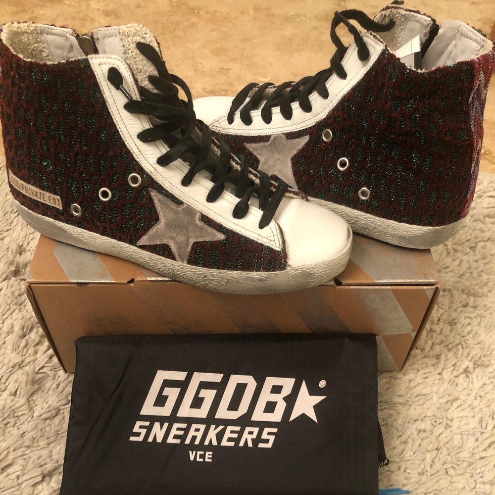 Golden Goose - Francy Mixed-Knit Leather Sneakers